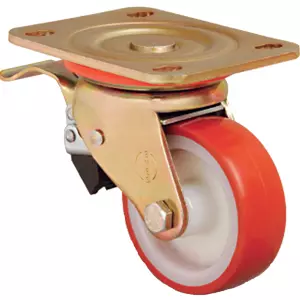 Полиуретановое колесо поворот. с торм. ZB 150 мм, 550 кг (обод - полиамид, площ, шарикоп.)